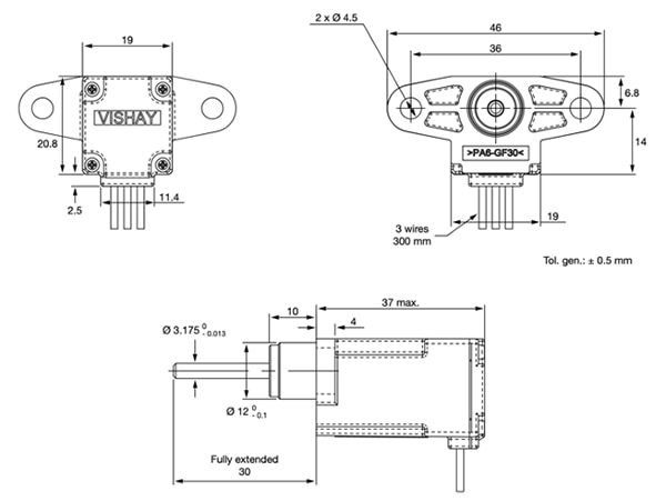 Vishay 20LHE series sensors Diagram of Vishay 20LHE series sensors