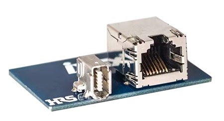 ix industrial connector (left) is 75% smaller than the traditional RJ45 (right) Image of ix industrial connector (left) is 75% smaller than the traditional RJ45 (right)