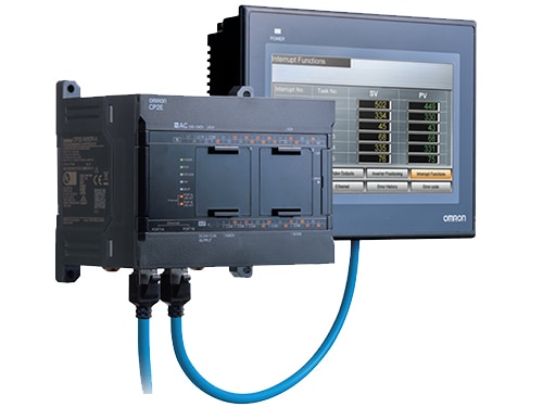 Omron CP2E-N30DR-D controller and NB7W-TW01B 7” color touchscreen HMI Image of Omron CP2E-N30DR-D controller and NB7W-TW01B 7” color touchscreen HMI