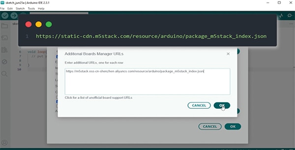 添加 M5Stack 開發板管理 URL 添加M5Stack开发板管理URL