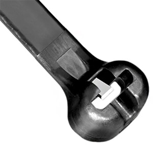 Panduit BT4S-M0 cable tie featuring a stainless-steel locking barb Image of Panduit BT4S-M0 cable tie featuring a stainless-steel locking barb