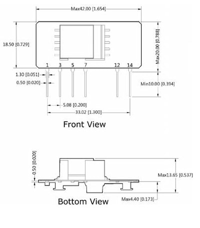 Mechanical Drawing for the PBO-5 Series from CUI