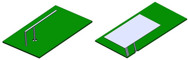 Figure 1: Typical Inverted-F Antenna and Figure 2: Typical PIFA Antenna
