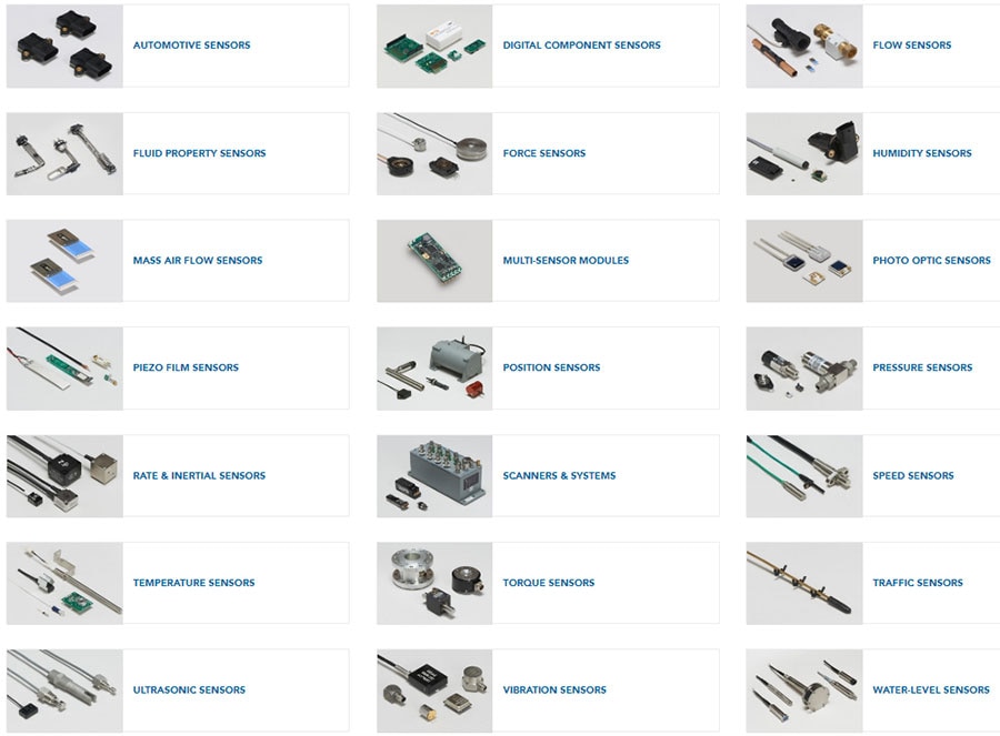 The many varieties of sensors available from TE Connectivity