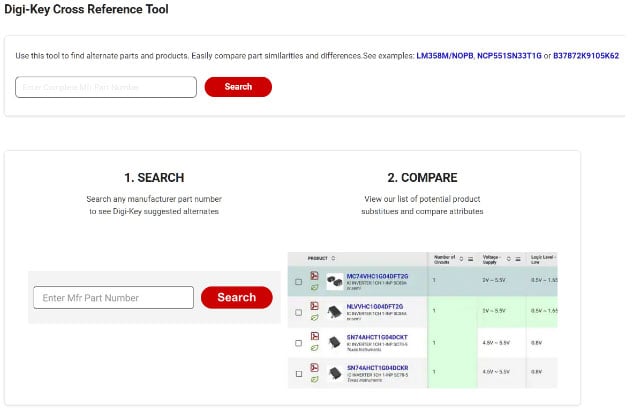 DigiKey Cross Reference Tool - Simplify Your Search