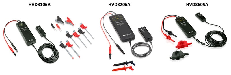 High-voltage differential probe configurations for the HVD3000A series