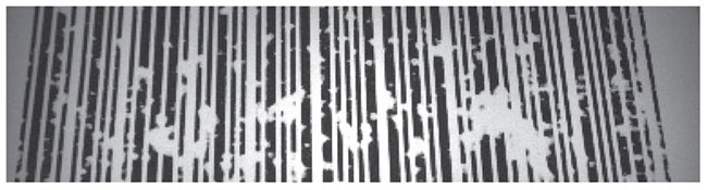 Example of a damaged barcode that some barcode readers can still decode
