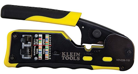 Klein Tools VDV226-110 tool for stripping and crimping twisted pair wiring