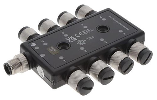 The R95C-8B21-KQ eight-port hub supports both NPN and PNP outputs