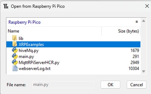 Thonny IDE showing XRP code files