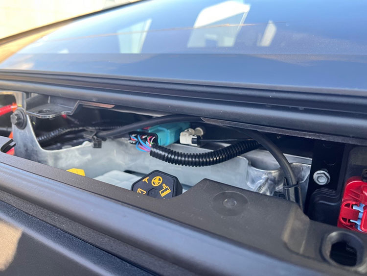 Shown here is a Molex connector on a cybertruck