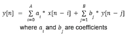 IIR filter example equation