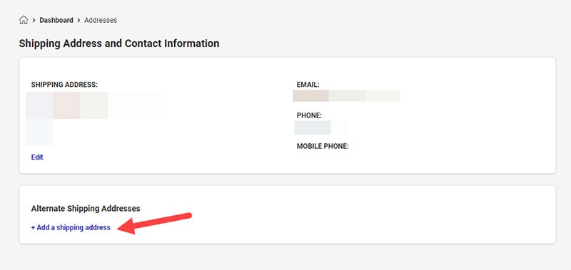 Alternate Shipping Addresses