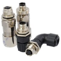 Several variants of Max-M12 ruggedized connectors Max-M12 Connectors