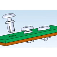Three Richco rivets being used to hold two PCB boards together Rivets