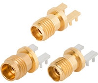 Amphenol SV Microwave's RF/Coaxial PCB Edge Launch Connectors with Legs Abbildung: HF/Koaxial-Leiterplattensteckverbinder mit Schenkeln von Amphenol SV Microwave