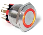 E-Switch's PV7 Series Anti-Vandal Pushbutton Switch Abbildung: Vandalismussicherer Druckschalter der Serie PV7 von E-Switch