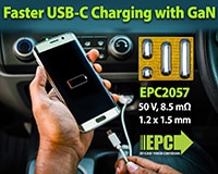 EPC's EPC2057 50 V, 8.5 mΩ GaN FET Image of EPC's EPC2057 50 V, 8.5 mΩ GaN FET