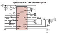 Analog Devices' High Efficiency 3.3V 2.1MHz Step-Down Regulator Image of Analog Devices' High Efficiency 3.3V 2.1MHz Step-Down Regulator