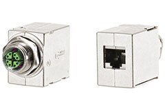 Image of METZ CONNECT's M12 X-Code to RJ45 Feedthrough Adapters