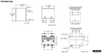 Omron's G9KA Dimensions and PCB Layout Abbildung: Abmessungen des G9KA von Omron und Leiterplattenlayout