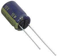 Panasonic's EEU-FK Series Radial-Leaded Aluminum Electrolytic Capacitor Abbildung: Radial bedrahteter Aluminium-Elektrolytkondensator der Serie EEU-FK von Panasonic