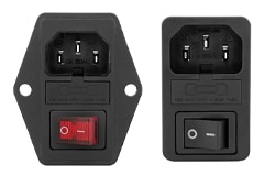 Image of Qualtek 719W-UEL/723W-BEL: IEC C14 Inlets with Dual Fuseholder and DPST Switch