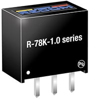 RECOM Power's R-78K-1.0 Series SIP3 Single Output Switching Regulator  Image of RECOM Power's R-78K-1.0 Series SIP3 Single Output Switching Regulator