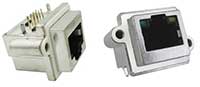 Stewart Connector SealJack™ Harsh Environment Right-Angle RJ45 Modular Jacks Abbildung der rechtwinkligen SealJack™-RJ45-Modularbuchsen für raue Umgebungen von Stewart Connectors