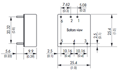 TRACO Power's THN 15N Series Mechanical Diagram Image of TRACO Power's THN 15N Series Mechanical Diagram