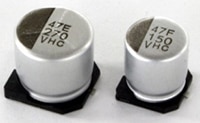 Chemi-Con's HXC Series Hybrid Polymer Aluminum Electrolytic Capacitors Abbildung: Hybrid-Polymer-Aluminium-Elektrolytkondensatoren der Serie HXC von Chemi-Con