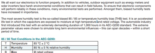 Biased Humidity Test with Safety Capacitors Biased Humidity Test with Safety Capacitors