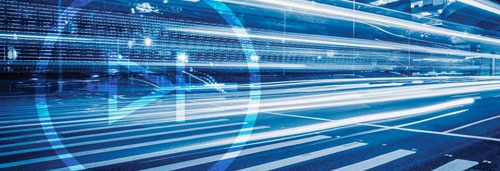 Diodes pour l'industrie automobile Image d'une rue avec stries bleues