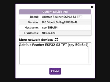 CircuitPython Web Workflow Code Editor Quick Start Image of CircuitPython Web Workflow Code Editor Quick Start