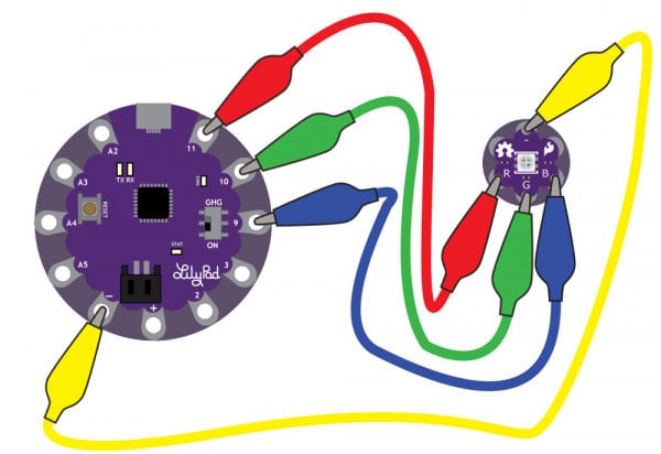 LilyPad RGB LED Hookup Guide Image of LilyPad RGB LED Hookup Guide