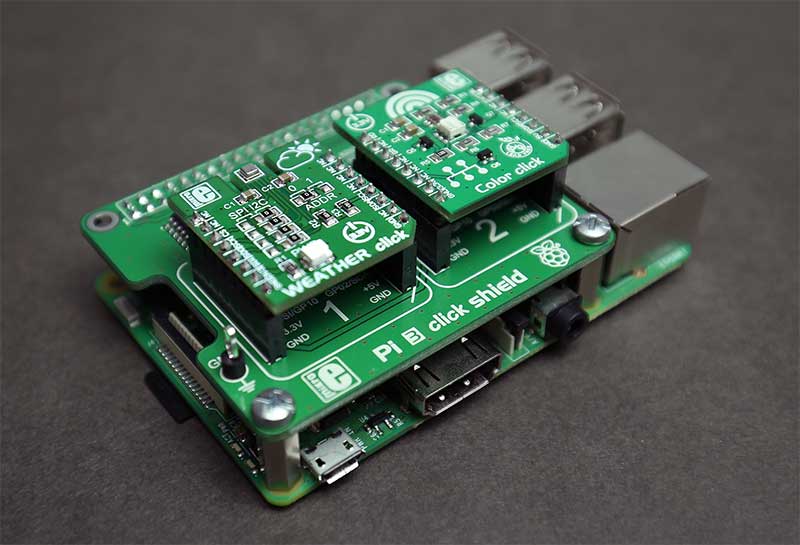 Raspberry Pi Examples with Click Boards™ Image of Raspberry Pi Examples with Click Boards™