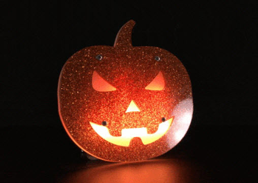 Laser Cut Glittered Acrylic ZIP Tile Halloween Pumpkin