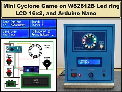 Mini Cyclone Game on WS2812 LED Ring and Arduino Nano