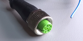 A-code 5-pin connector with only the conductors in the cable.