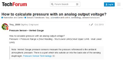 Image of Related Content Card: How to calculate pressure with an analog output voltage? 