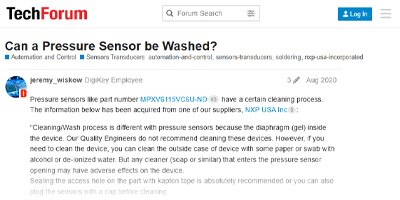 Image of Related Content Card: Can a Pressure Sensor be Washed?