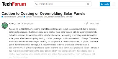 Image of Related Content Card: Caution to Coating or Overmolding Solar Panels