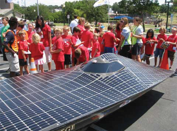 Image of Principia College’s Ra7 solar racer