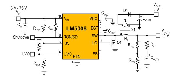 Image of A dual-output, synchronous buck regulator