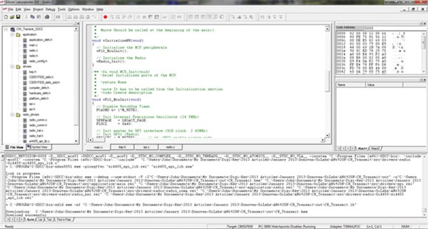 Image of Silicon Labs IDE in action