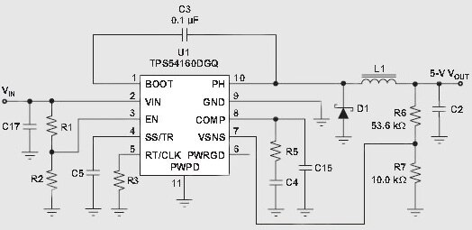 Image of Texas Instruments TPS54160-based converter