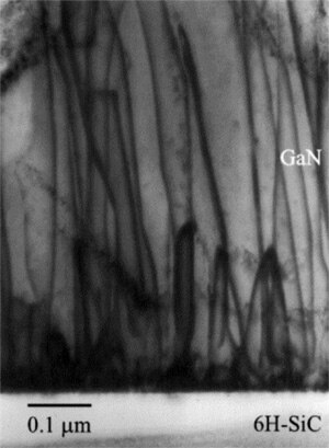 Image of threading defects still occur within InGaN-on-SiC