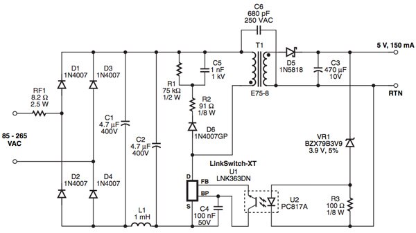 Image of Circuit diagram for smart meter power supply