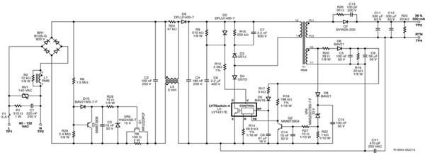 Power Integrations 20 W PAR38 dimmable LED driver (click for full-size)