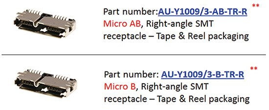 Image of micro connector options from Assmann